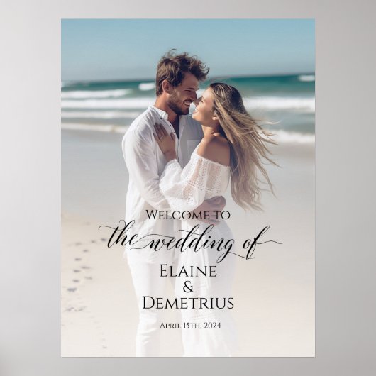 Foto Hochzeitsempfangsschild & elegante Kalligraph Poster (Vorne)