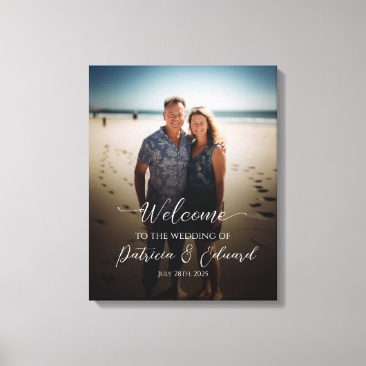 Foto Hochzeitsempfangsschild Leinwanddruck (Vorderseite)