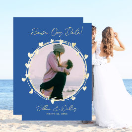 Foto Hochzeitserklärung, Blau, Namen, Save The Date