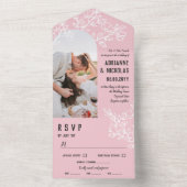 Foto Hochzeitsfeiern mit rosa, blühenden Branchen All In One Einladung (Innen Boden)