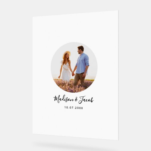 Foto Hochzeitsgästebuch Unterschrift Acrylschild (Winkel)