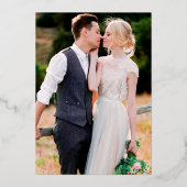 Foto Hochzeitsgold: Aquarellfarben Rosa Rosa Blüte Folieneinladung (Rückseite)