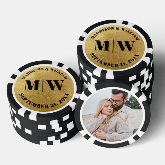 Foto-Hochzeitsgunst Gold Pokerchips (Stapel)