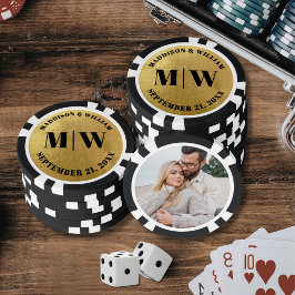 Foto-Hochzeitsgunst Gold Pokerchips