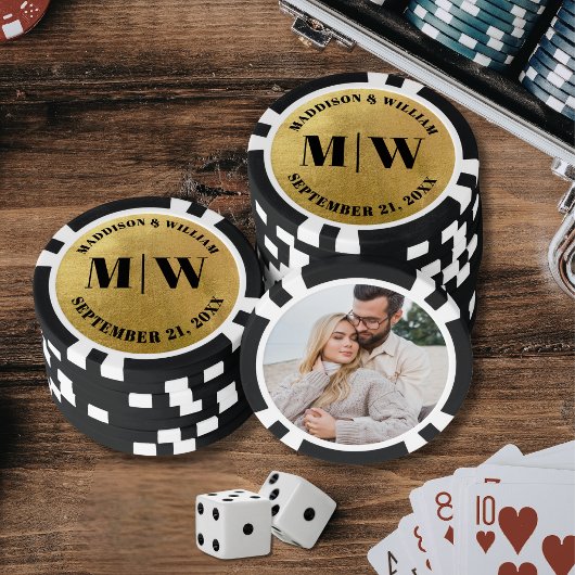 Foto-Hochzeitsgunst Gold Pokerchips
