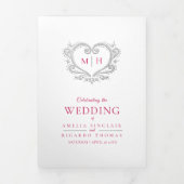 Foto-Hochzeitsprogramm für Herz-Monogramm Dreifach-gefaltete Programmkarte (Cover)