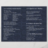 Foto-Hochzeitsprogramm Navy Blau & Weiß Damast (Rückseite)