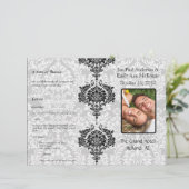 Foto-Hochzeitsprogramm Schwarzer Damast (Stehend Vorderseite)