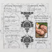 Foto-Hochzeitsprogramm Schwarzer Damast (Vorne/Hinten)