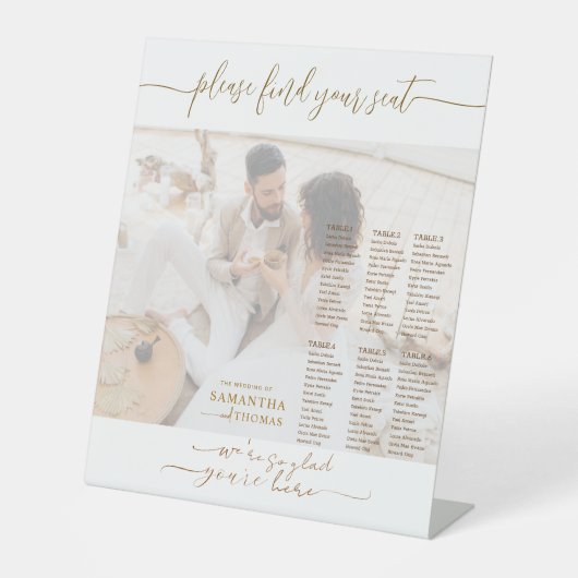 Foto-Hochzeitssattelschild für Couple Sockelschild (Vorderseite)