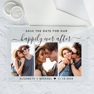 Foto-Hochzeitssave-the-Date-Karte für ein glücklic Acryleinladungen