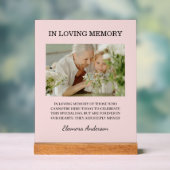 Foto-Hochzeitsschmuck In Loving Memory Rosa Hauch Acrylschild (Neutral)