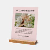 Foto-Hochzeitsschmuck In Loving Memory Rosa Hauch Acrylschild (Winkel)