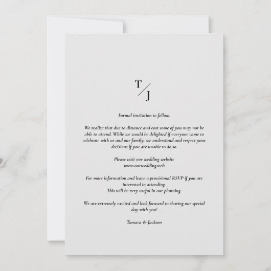 Foto Hochzeitsvellum-Transparenzinitialen Save The Date (Rückseite)