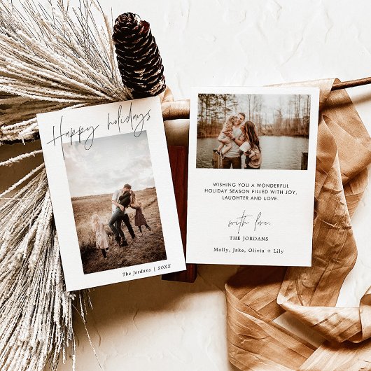 Foto Holiday Card | Boho Modern Christmas Card Dankeskarte
