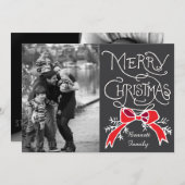 Foto Holiday Card: Chalkboard Frohe Weihnachten (Vorne/Hinten)