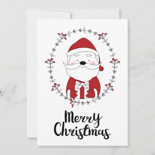 FOTO HOLIDAY CARD | Frohe Weihnachten Doodle Santa (Vorderseite)