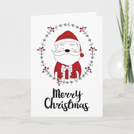 FOTO HOLIDAY CARD | Frohe Weihnachten Doodle Santa (Vorderseite)