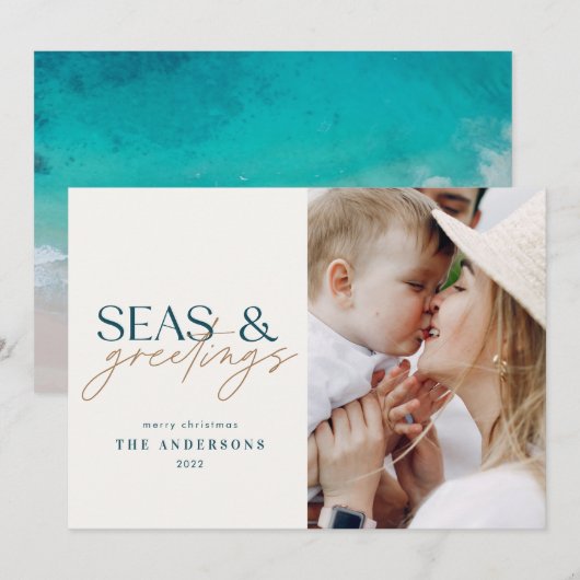 Foto Holiday Card für moderne Strandfamilie (Vorne/Hinten)