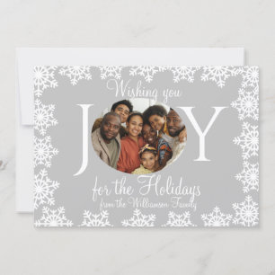 Foto Holiday Card Silver White Snowflake V Karte
