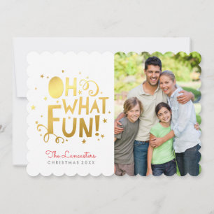FOTO HOLIDAY CARD Spaß festlich Gold oh was Spaß Feiertagskarte