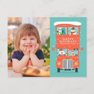 FOTO HOLIDAY CARD Urlaub in der Doppeldecker Feiertagspostkarte