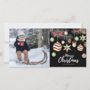 Foto HOLIDAY CARD Vintage Ornamente Feiertagskarte