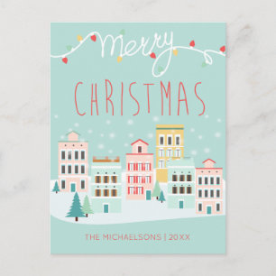 FOTO HOLIDAY CARD Weihnachtsstadt Szene Feiertagspostkarte