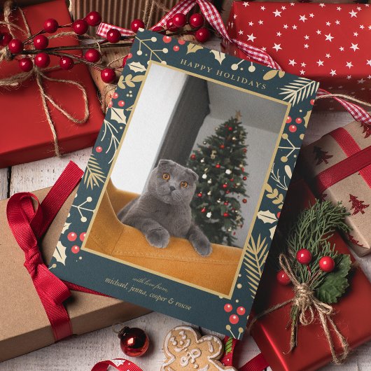 FOTO HOLIDAY | Goldene Weihnachtsfeier & Berries Feiertagskarte