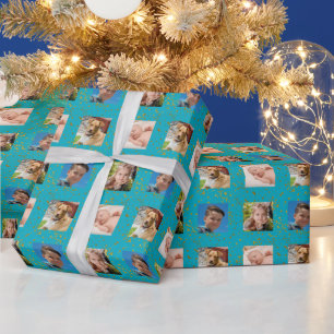 Foto Holiday in Blue und Glitzer Geschenkpapier