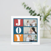 Foto Holiday Joy | Blue Red Strip Card Einladung (Stehend Vorderseite)