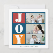 Foto Holiday Joy | Blue Red Strip Card Einladung (Vorderseite)