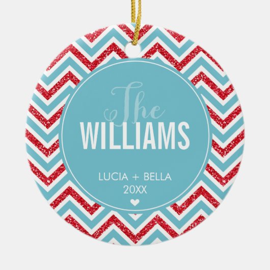 FOTO HOLIDAY ORNAMENT Zickzack Glitzer rot blau (Vorne)