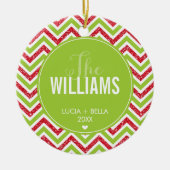 FOTO HOLIDAY ORNATION Zickzack Glitzer rot grün Keramik Ornament (Vorne)