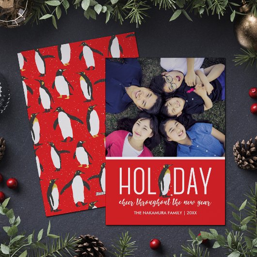 Foto Holiday Penguin Cheer Feiertagskarte