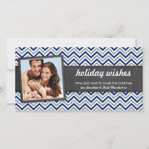 Foto HOLIDAY Retro Zickzack Glitzer Marine Feiertagskarte