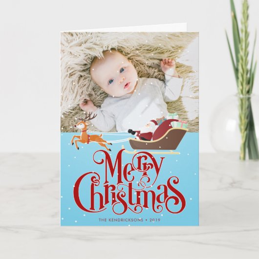 FOTO HOLIDAY | Weihnachtsabendflug des Weihnachtsm Feiertagskarte (Vorderseite)