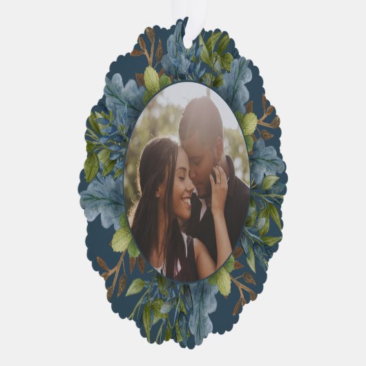 Foto Holiday Wreath Personalisiert Weihnachten Ornament Karte (Rechts)