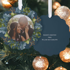 Foto Holiday Wreath Personalisiert Weihnachten Ornament Karte