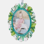 Foto Holiday Wreath Personalisiert Weihnachten Ornament Karte (Links)