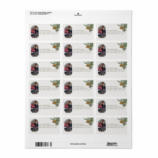 Foto Holly and Pine Christmas Address Adressaufkleber (Vorne)