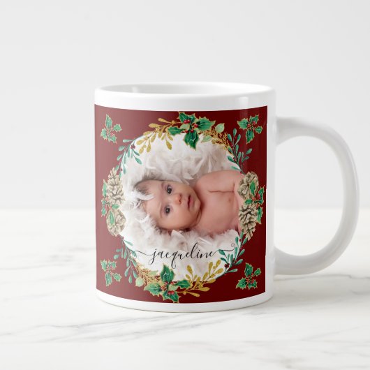 Foto Holly Pine Cones Gold Jumbo-Tasse (Rechts)