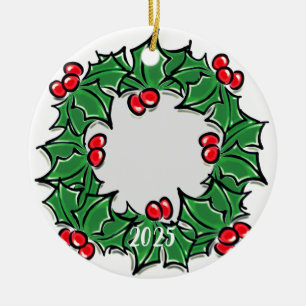 Foto Holly Verlasst Beeren Weihnachten Keramik Ornament