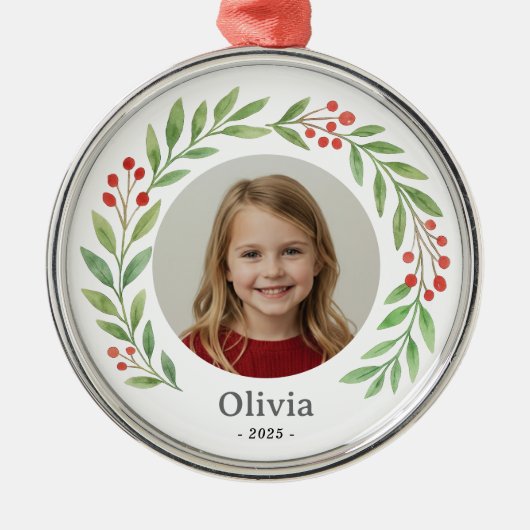 Foto Holly Wreath 2025 Ornament Aus Metall (Vorne)