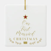 Foto Holly zweigt unsere ersten Verheirateten Weih Keramikornament (Rückseite)