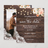 Foto Holz, Spitzen Rosa Save the Date (Vorne/Hinten)