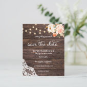 Foto Holz, Spitzen Rosa Save the Date (Stehend Vorderseite)