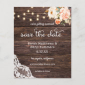 Foto Holz, Spitzen Rosa Save the Date (Vorderseite)