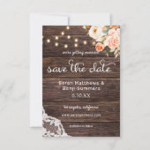 Foto Holztäfelung, Leuchten, Rosa und Pfirsichblum Save The Date (Vorderseite)