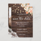 Foto Holztäfelung, Leuchten, Rosa und Pfirsichblum Save The Date (Vorne/Hinten)